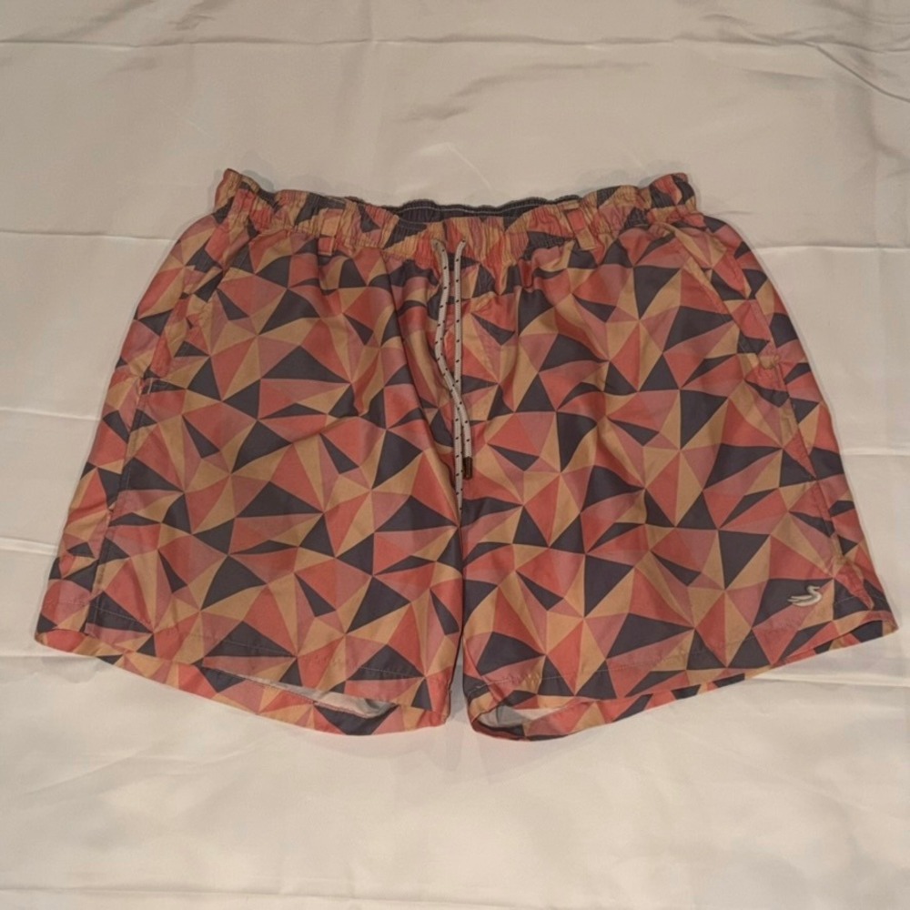 Southern‎ Marsh Swim Trunks Mens M Pink Orange Geometric Mosaic Board Shorts
